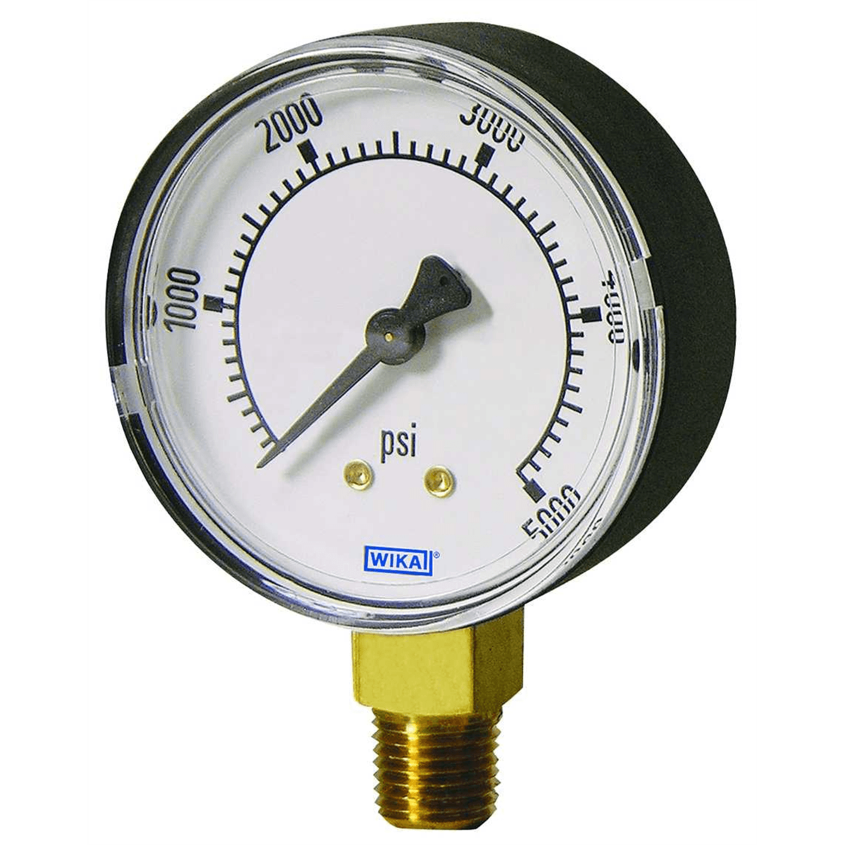 WIKA 111.10 Std Pressure Gauge Brass, ABS plastic Case 2-1/2", lower mount 1/4" Dry, 0 to 160 PSI